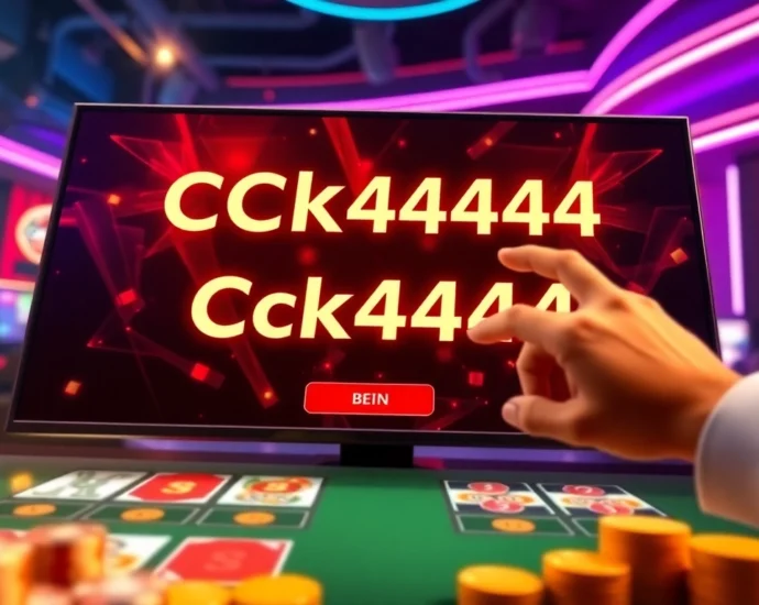 Engage in a ck4444 bet at a lively online casino with spinning slots and a live dealer, showcasing excitement.