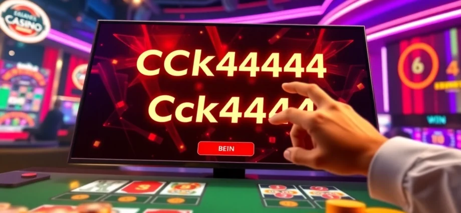 Engage in a ck4444 bet at a lively online casino with spinning slots and a live dealer, showcasing excitement.