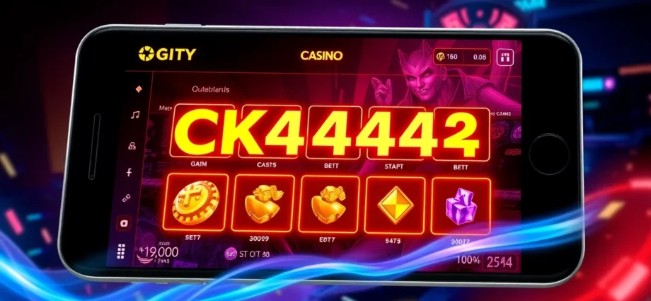 CK4444 bet showcased on sleek mobile screen with vibrant casino graphics, capturing exciting gaming action for players.