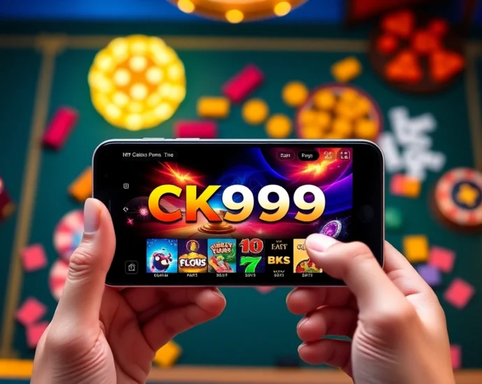 CK999 app being used on a smartphone with vibrant casino game icons and engaging betting screens for easy user access.