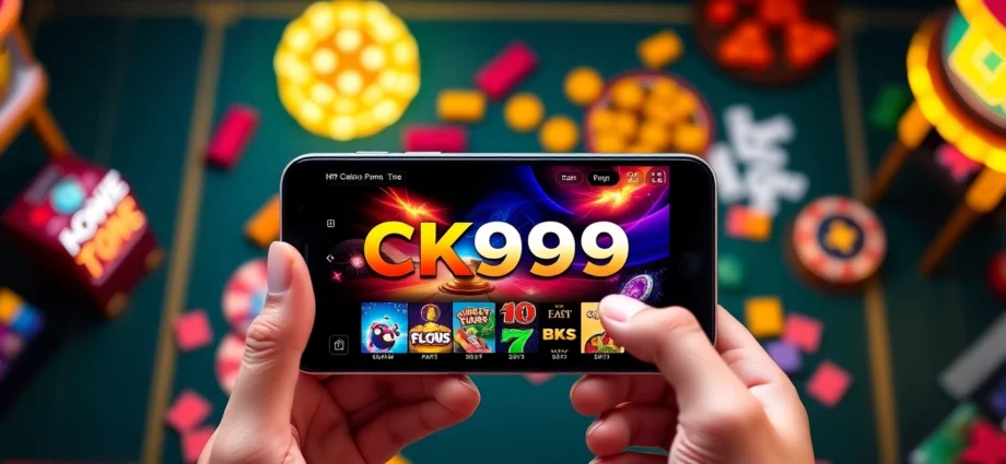 CK999 app being used on a smartphone with vibrant casino game icons and engaging betting screens for easy user access.