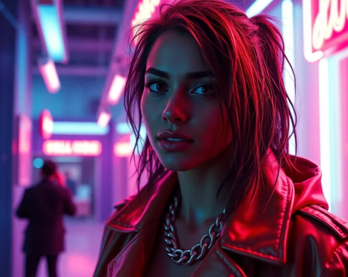 Detailed description of a hyperrealistic NSFW AI art generator creating a seductive scene with vibrant colors and cinematic lighting.