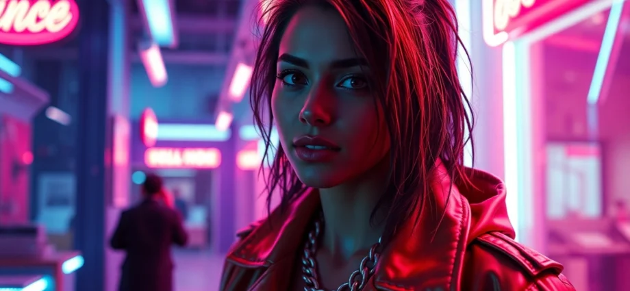 Detailed description of a hyperrealistic NSFW AI art generator creating a seductive scene with vibrant colors and cinematic lighting.