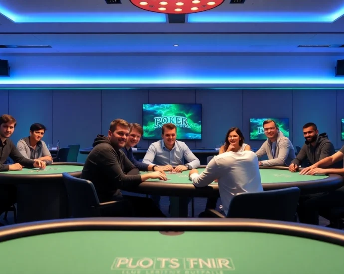 Join leading Pokerbros clubs with top-tier unions, showcasing online poker players in action at vibrant tables, highlighting community and competitive play.