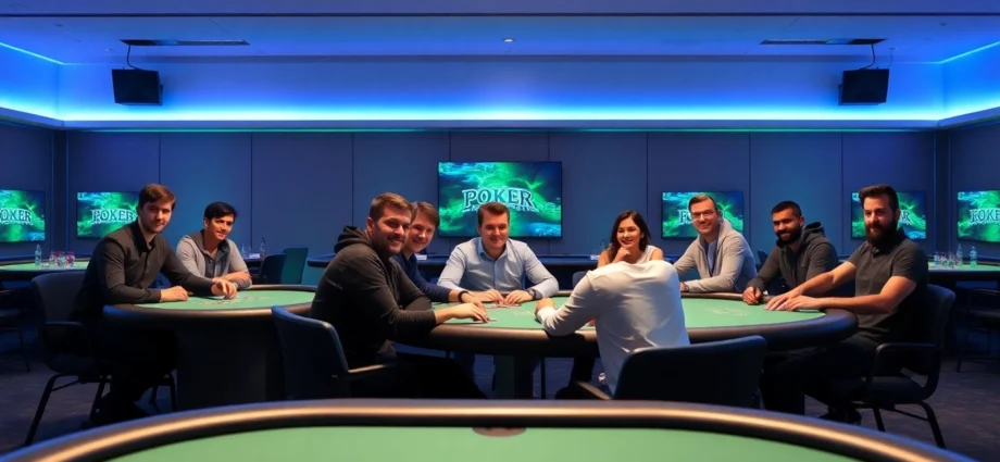 Join leading Pokerbros clubs with top-tier unions, showcasing online poker players in action at vibrant tables, highlighting community and competitive play.